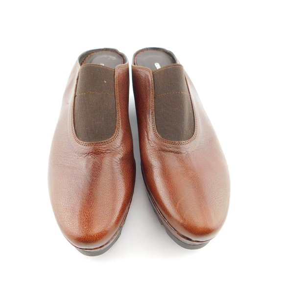 DONALD J PLINER Brown Leather Croc Wedge Slide Mules 8 - Picture 3 of 11